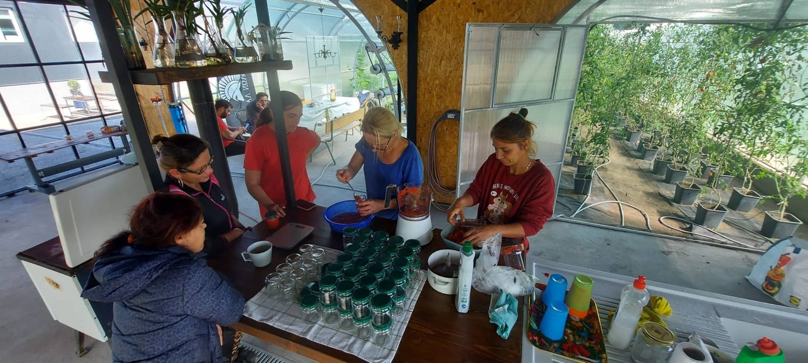 Közösségi foglalkozás a növényház melletti fedett térben